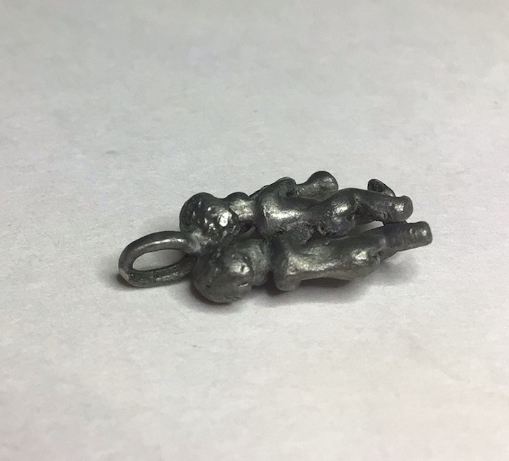 Zodiac Gemini Twins Playing Trumpets Charm Pendant Pewter 3/4 Inch x 1/2 Inch