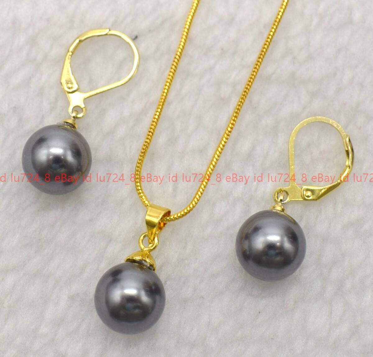Beautiful Multicolor Shell Pearl Round Beads Pendant Necklace Earrings Set 17″