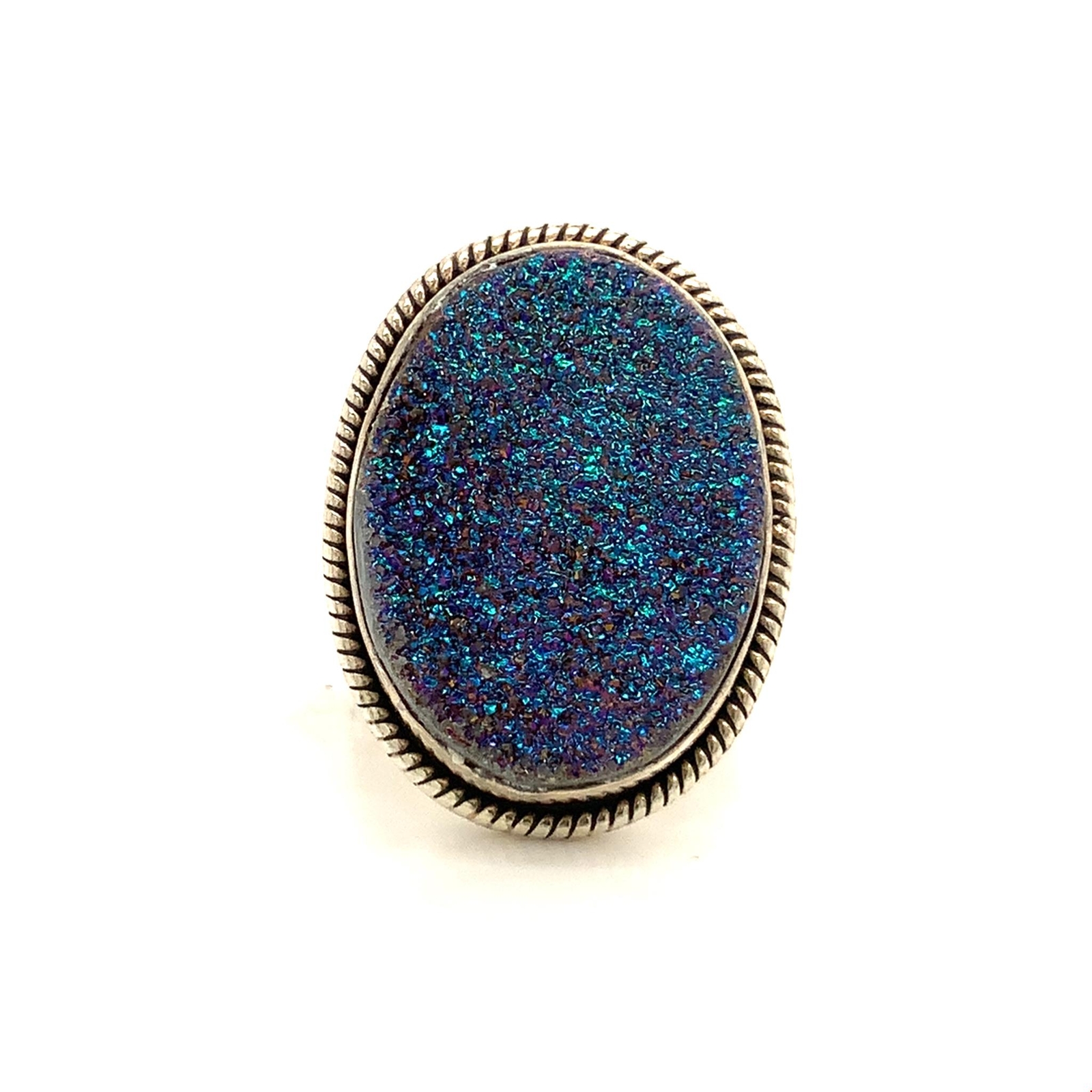 Vintage Sterling Signed 925 NB Nicky Butler India Druzy Quartz Ring Band 6 1/2