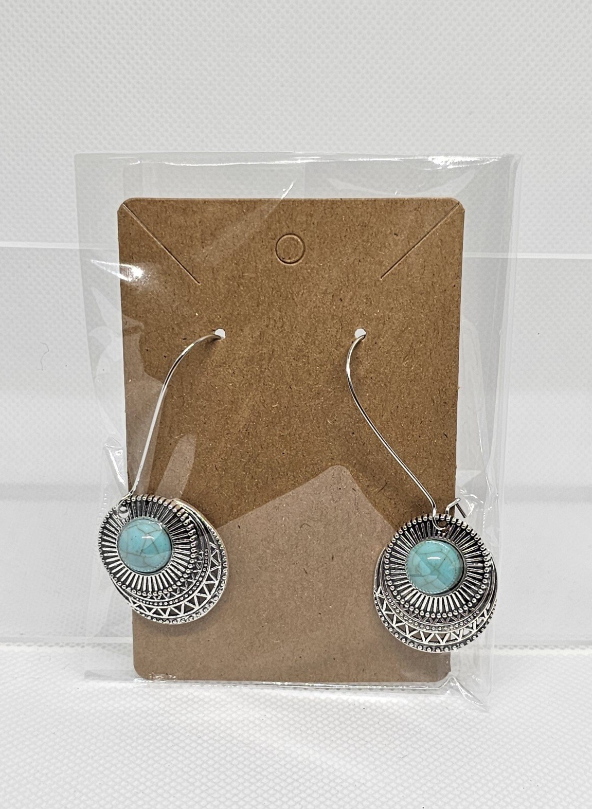 Silver Tone Turquoise Accent Long Dangle Earrings NEW