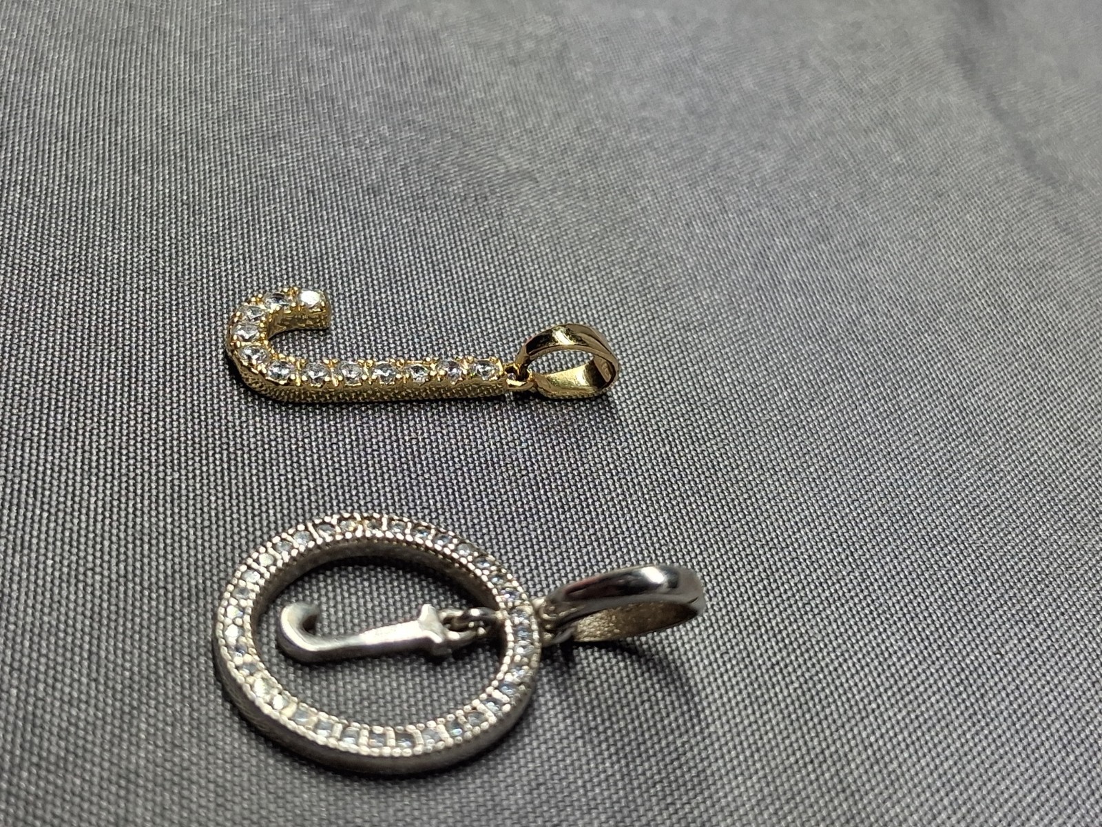 BSI 925 Sterling Silver Letter Iniital “J” W/Clear CZ’s Pendant Lot Of 2