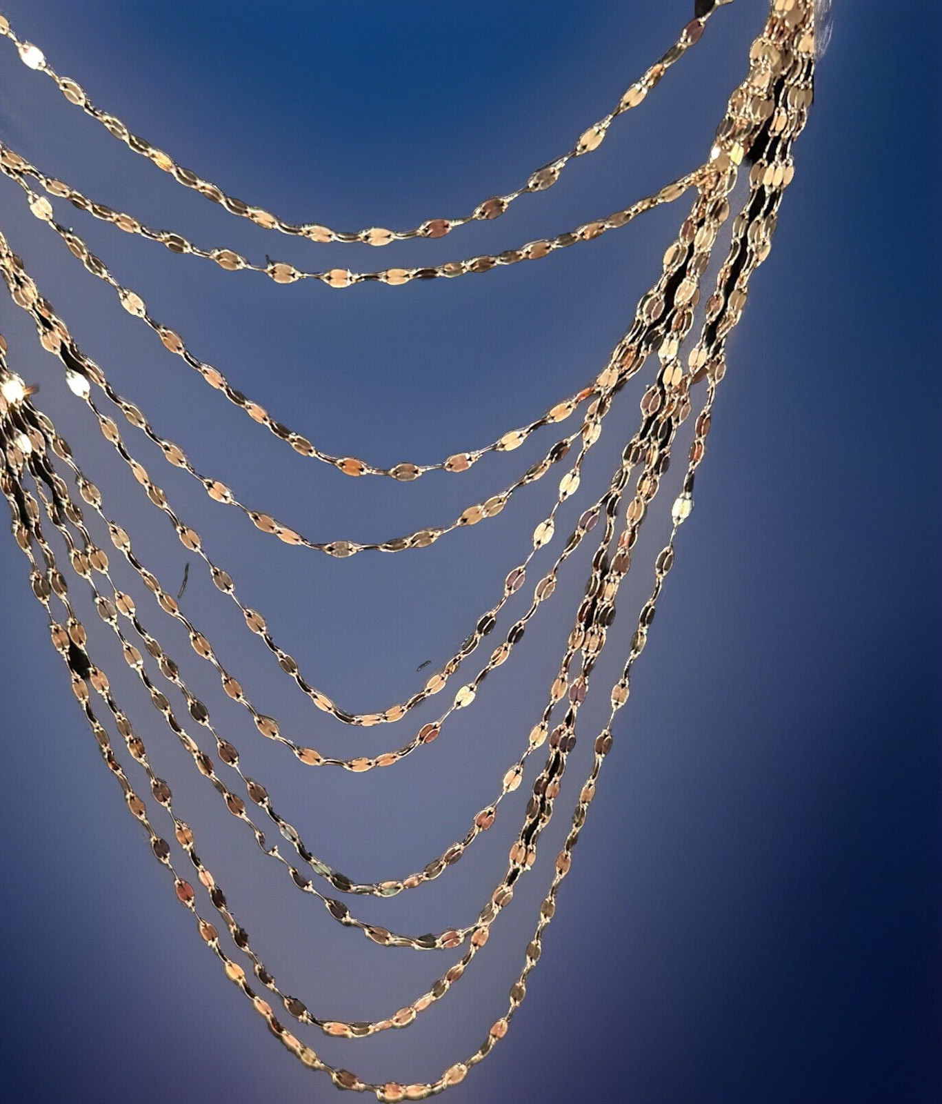 10 Strand Delicate Mariner Link Necklace In Rose/Gold-tone Finish