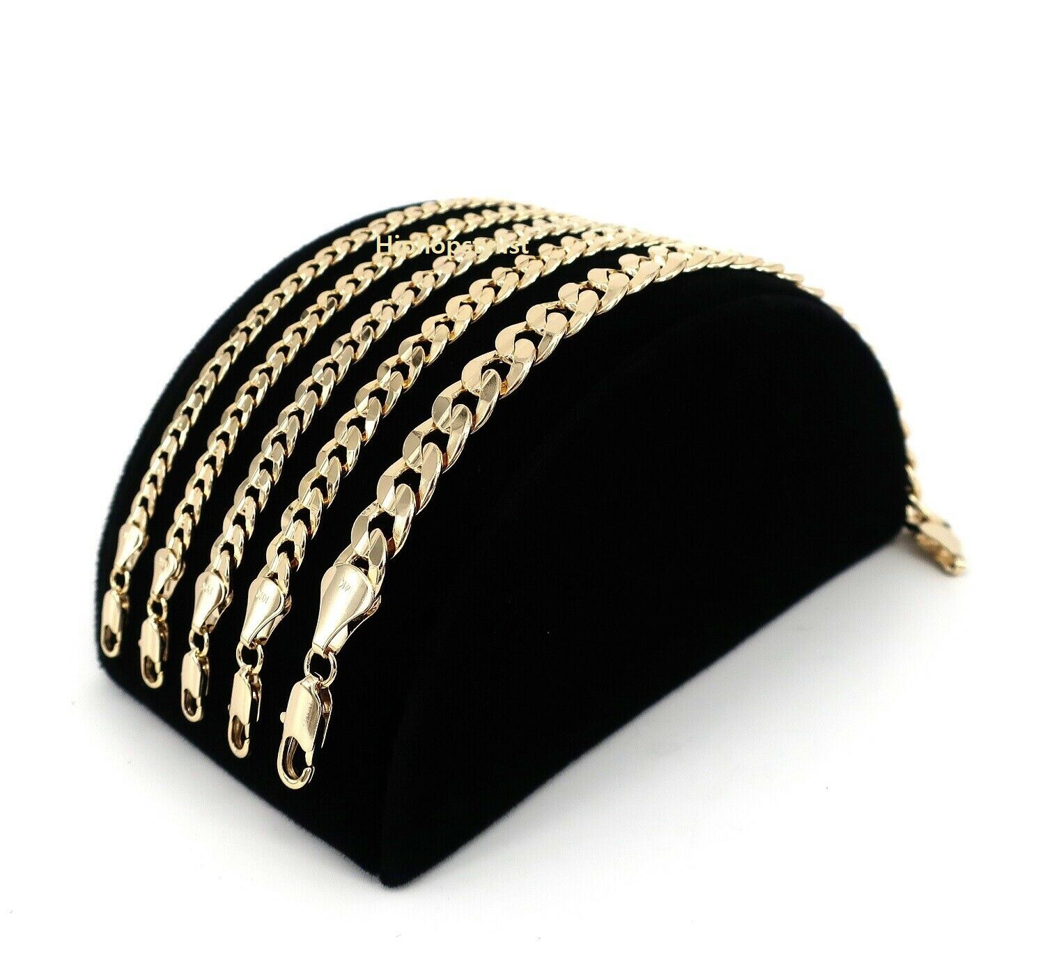 Mens 14K Concave Cuban link Chain Necklace Bracelet 5mm to 10mm Gold Plated