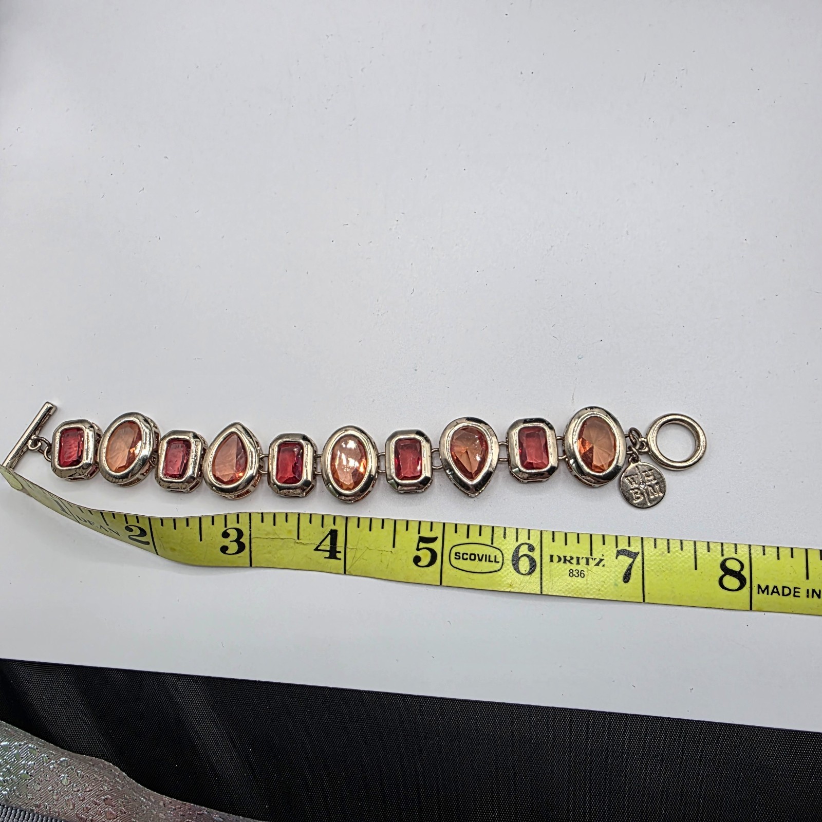 White House Black Market Womens Statement Bib Gold Tone Red Jewelry Set 22″
