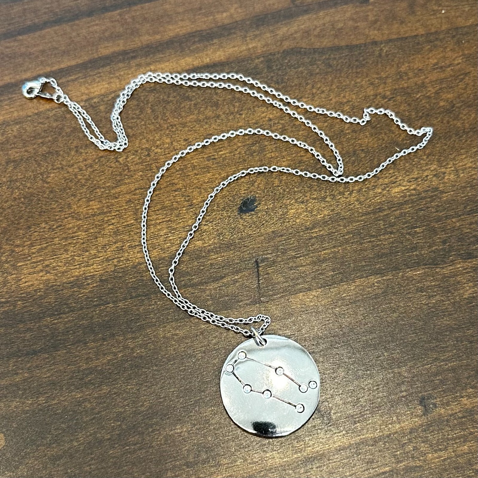 Leila Gemini Zodiac Sign Necklace – Silver – Double Sided Constellation Symbol