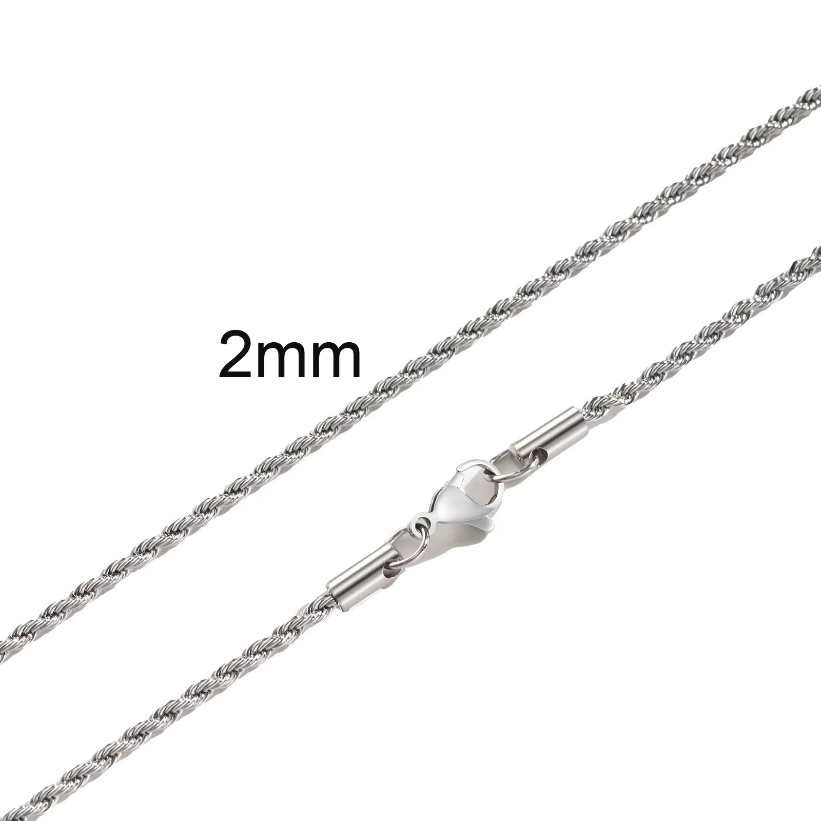 Rope Twisted Chain Necklace for Men Women,Gold Silver Color Stainless Steel Chai
