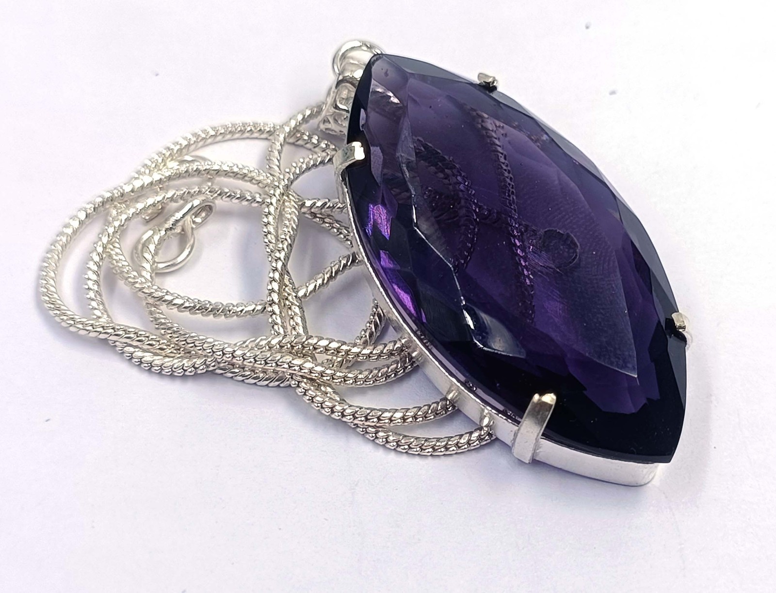 72 Ct Natural Purple Amethyst Marquise Cut EGL Pendant 925 Free Chain 6MGE