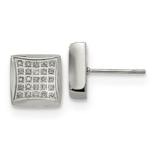 *BRAND NEW* Chisel Stainless Steel Polished Diamond Square Post Earrings SRE1294