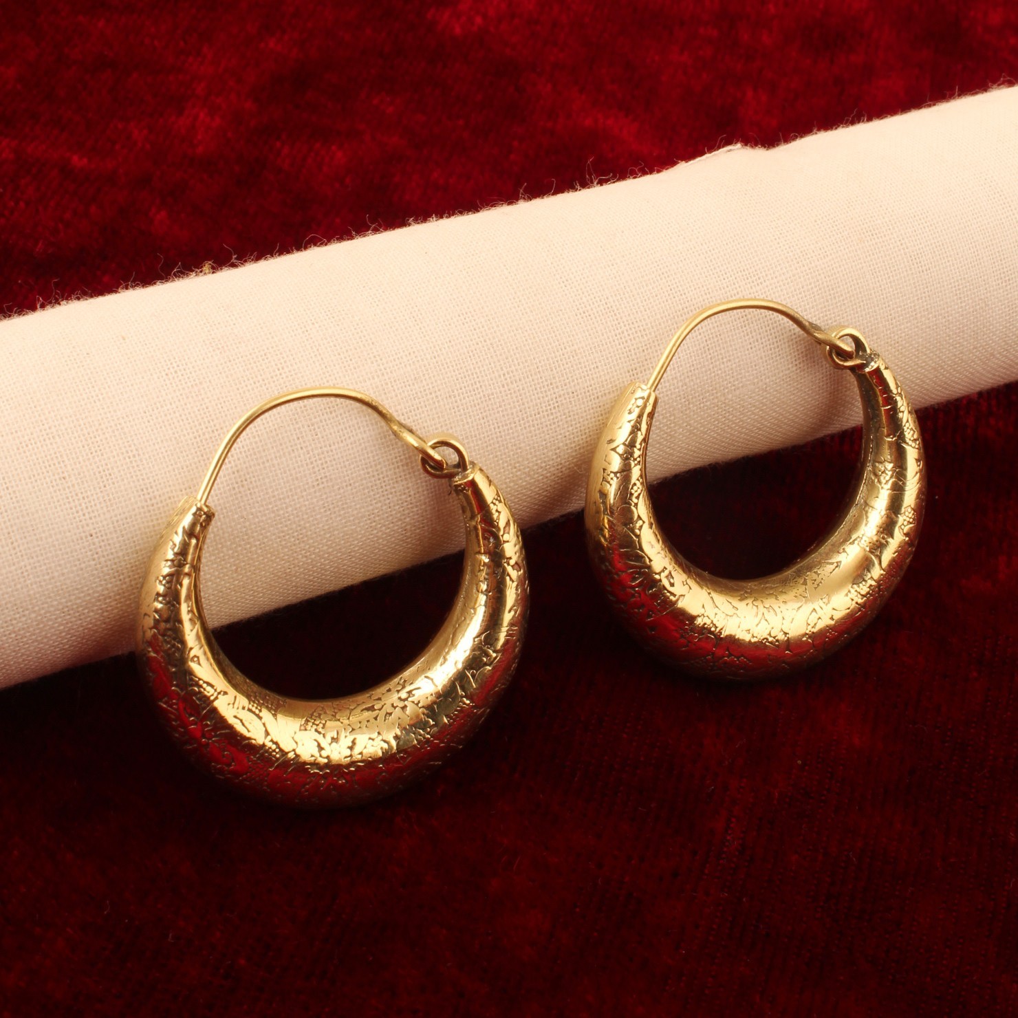Gold Plating & Silver Plating Floral Engraved Hoop Earrings for Women Earring
