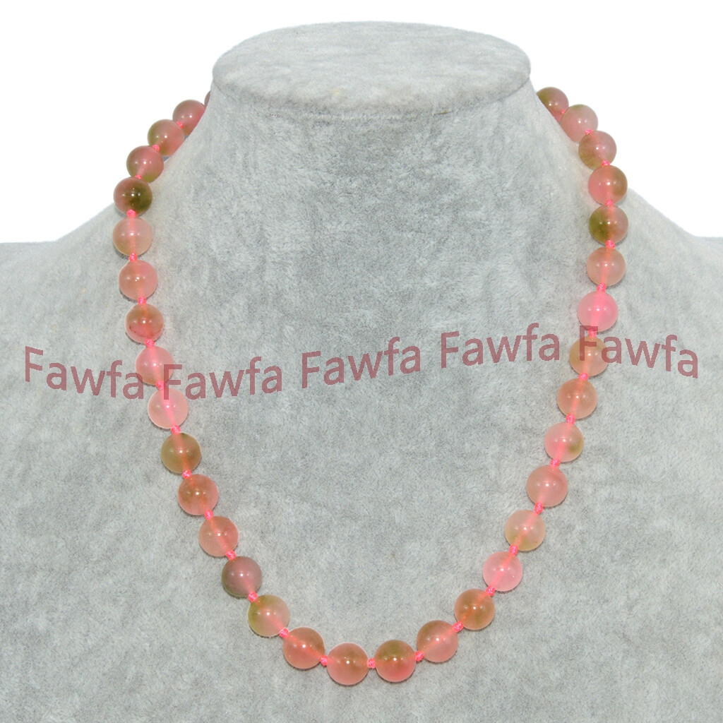8/10/12/14mm Natural Pink Green Multicolor Jade Round Gems Beads Necklace 18-48″