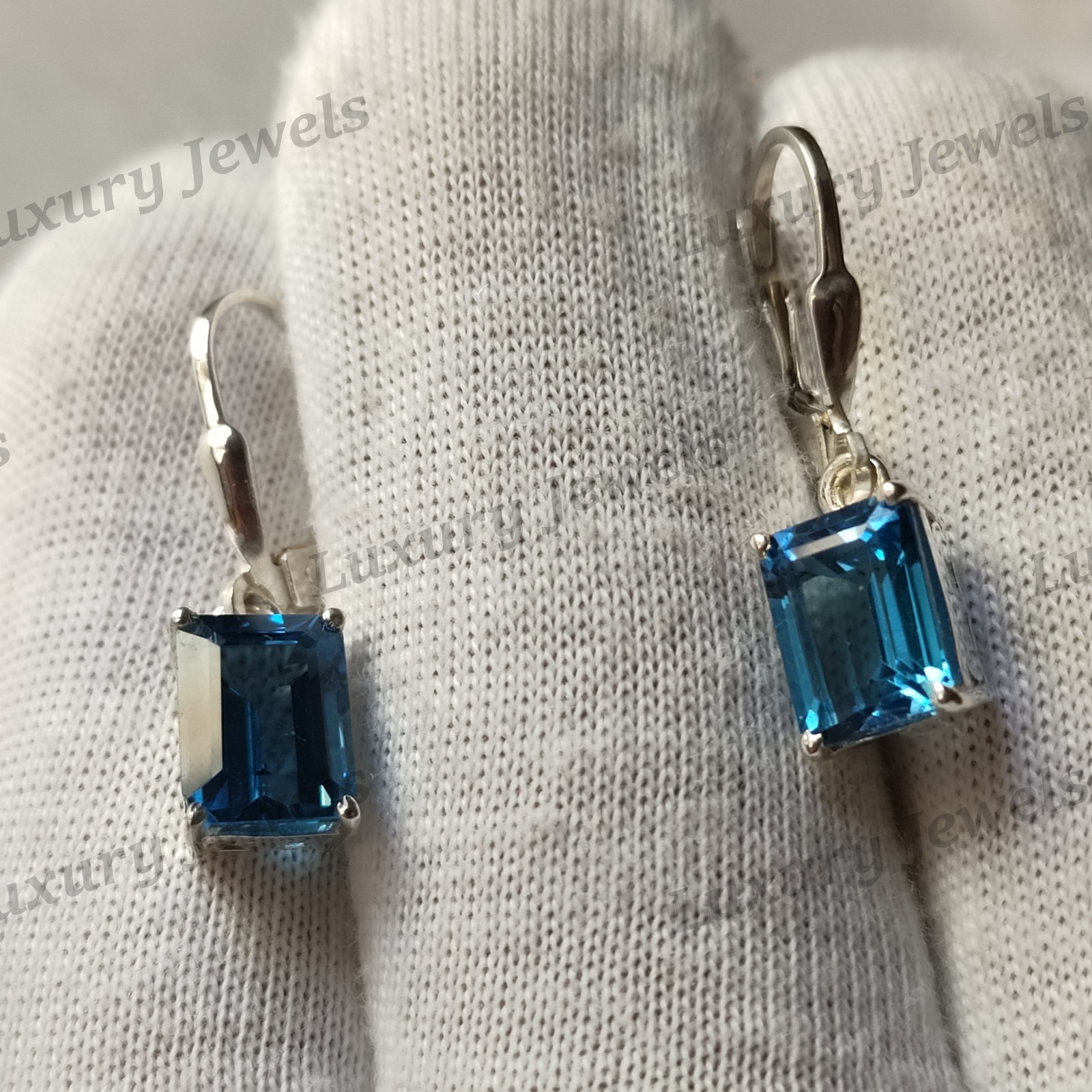 Natural Swiss Blue Topaz Sterling Silver Earrings Handmade Fine Jewelry Gift