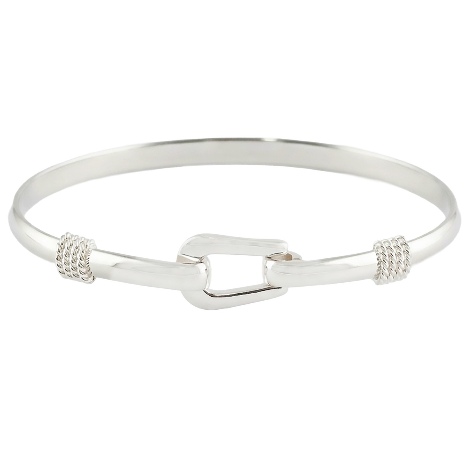 Belt Buckle Bangle Cuff Bracelet Hook Eye closure Real Sterling Silver 925-Gift