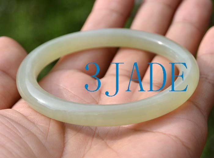 60.5mm Natural White Nephrite Jade Bangle Bracelet w/ certificate