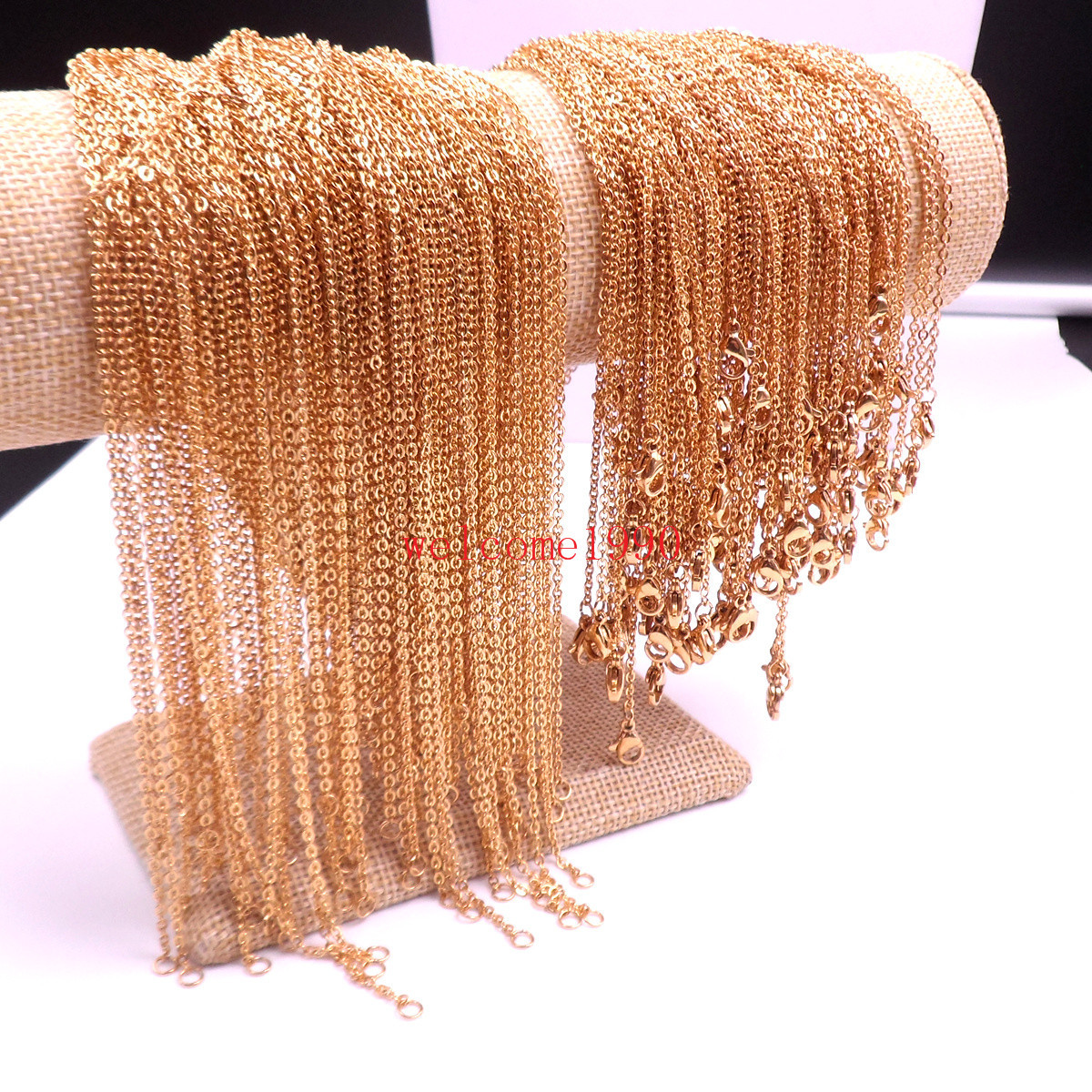 Lot 100pc Gold Stainless Steel Tiny flat soldered Chain Necklace 2mm 45cm (18”)
