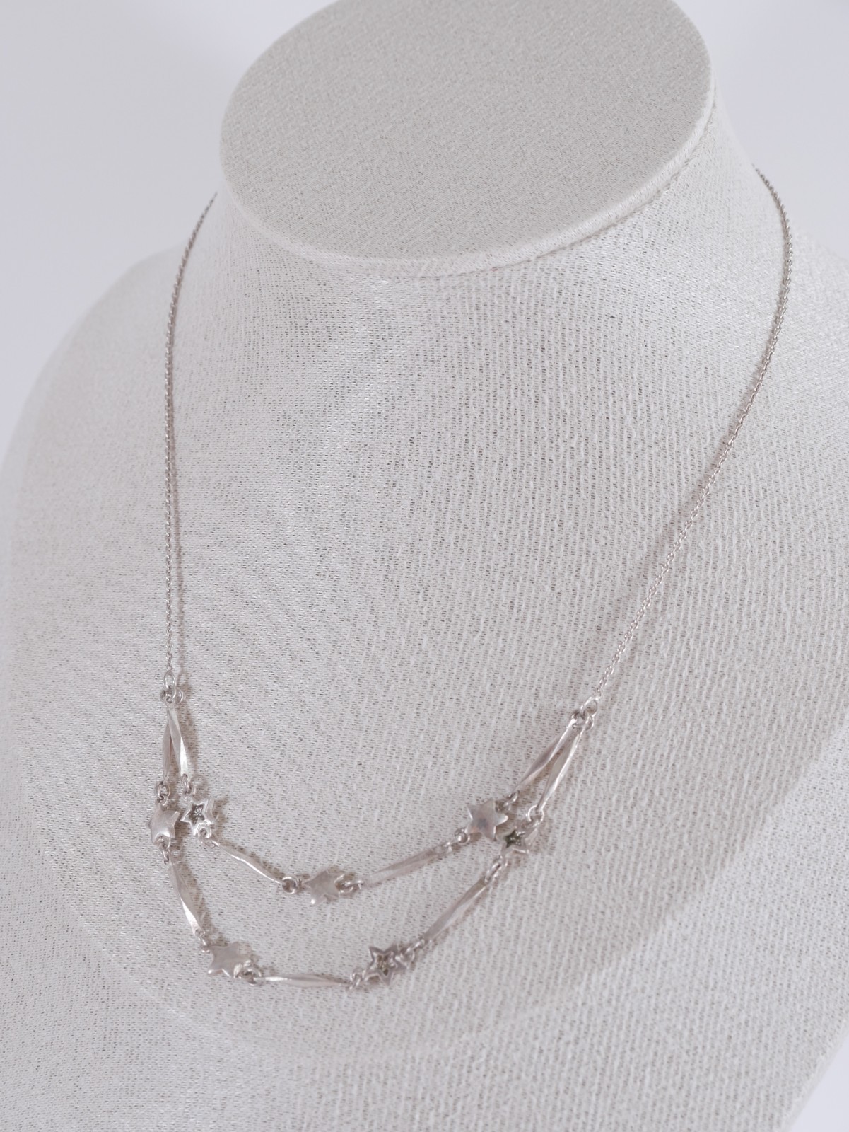 Next 925 Sterling Silver Double Strand Shooting Star Choker Necklace 36cm