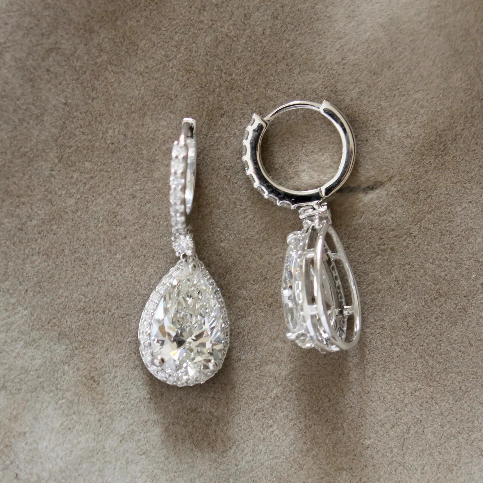 2.952 Ct Pear Simulated Diamond Dangle Drop Stud Earrings 14k White Gold Plated