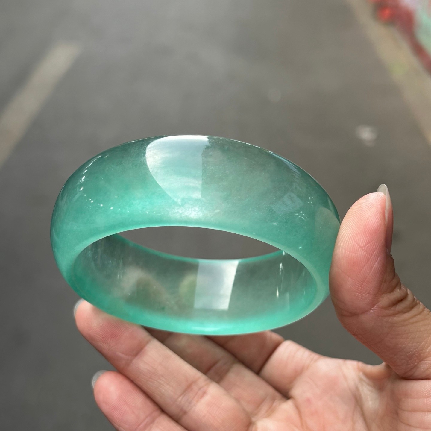 63MM Real Natural Myanmar high Ice Green Jade jadeite tyre bracelets bangle