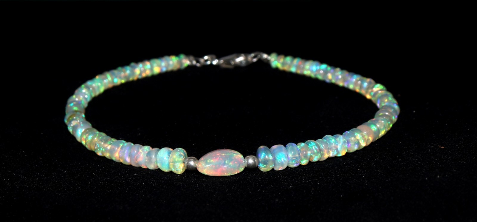fire opal bracelet Natural Ethiopia opal tumble bracelet with 925 sterlin silver
