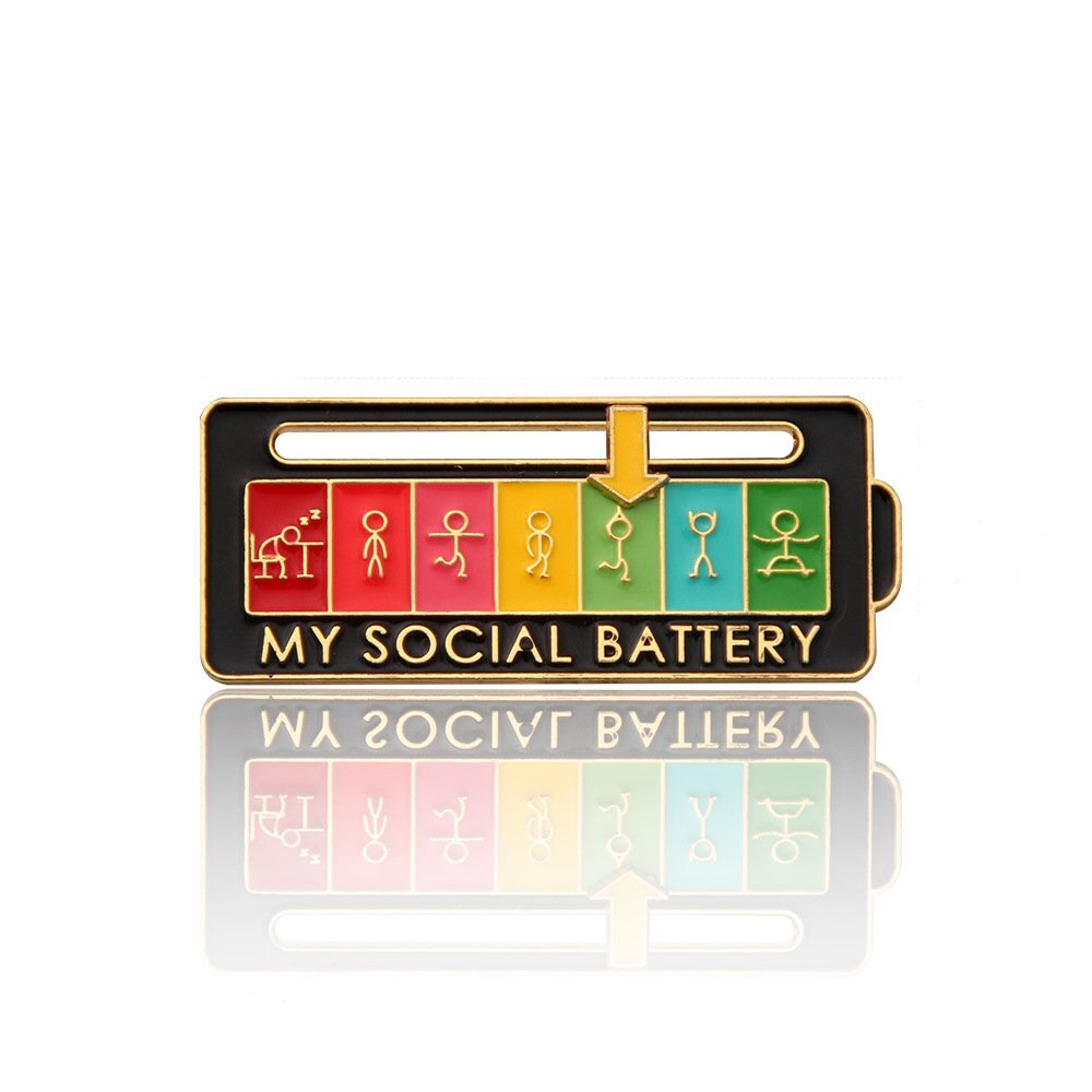 My Social Battery by Stick Figure Enamel Pin