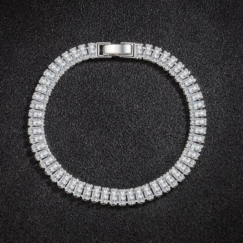 925 Sterling Silver Zircon Bracelet Women 18cm Crystal Wedding Jewelry Gift
