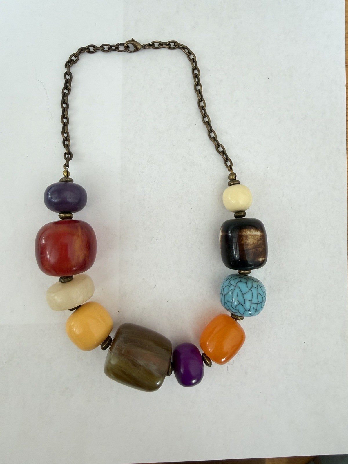 Colorful multi colour chunky plastic bead Statement necklace B6