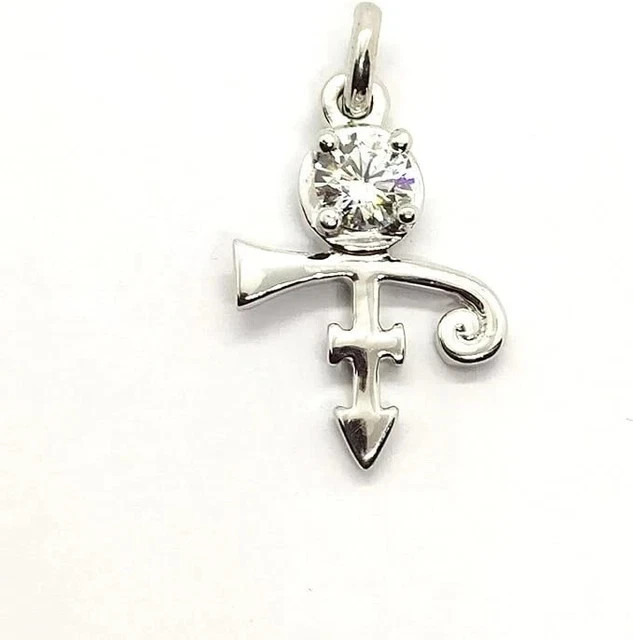 925 Silver Charm Pendant Free 18″ Chain 14K White Gold Plated Simulated Diamond