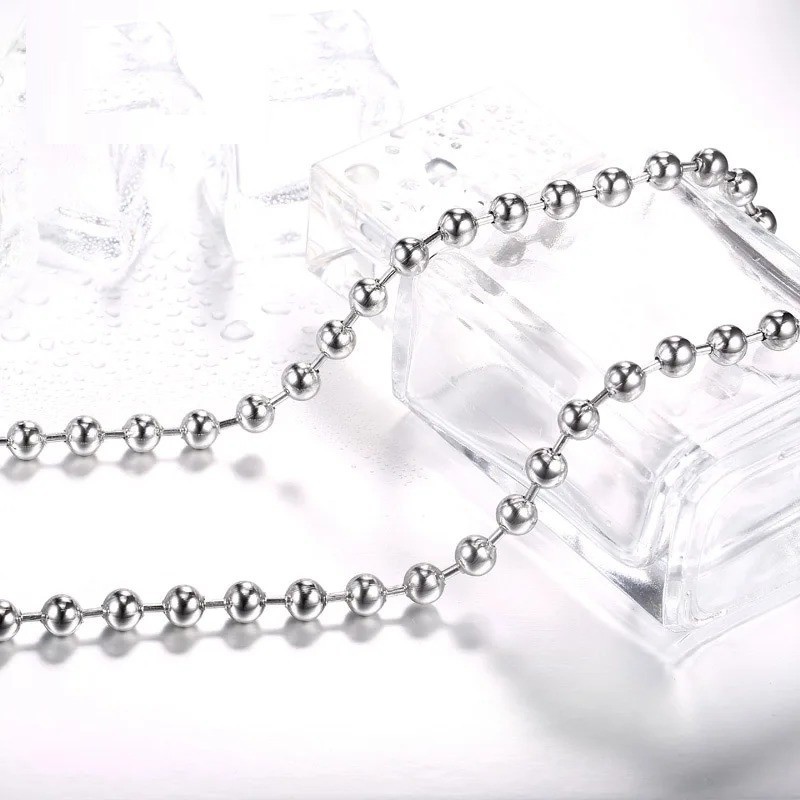 316L Stainless Steel Ball Chain Necklace 2.4-6mm Pendant Chain Silver Tone – USA