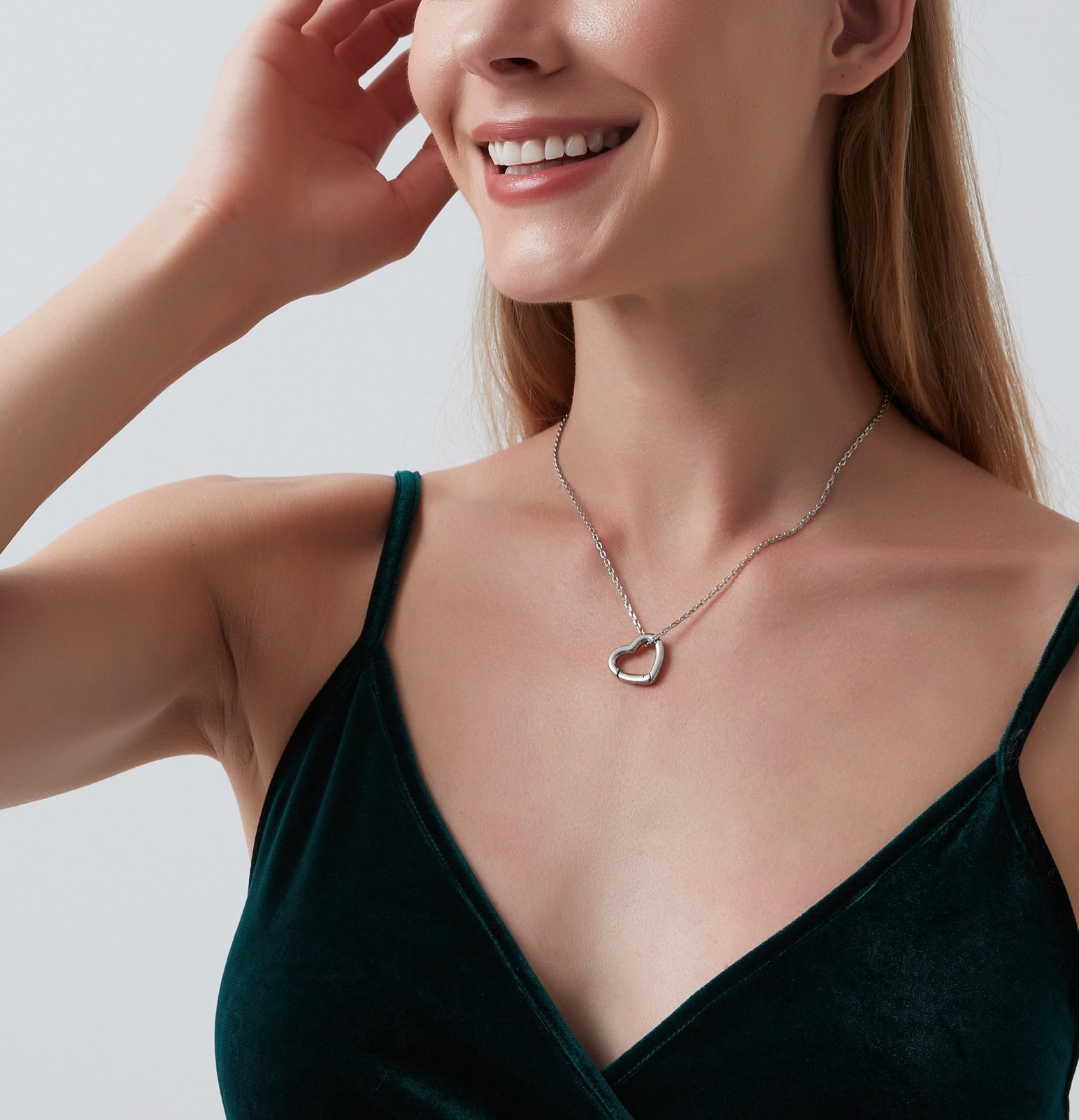 Stainless Steel Ring Holder Necklace for , ’s Silver Pendant Heart Charm Hold…