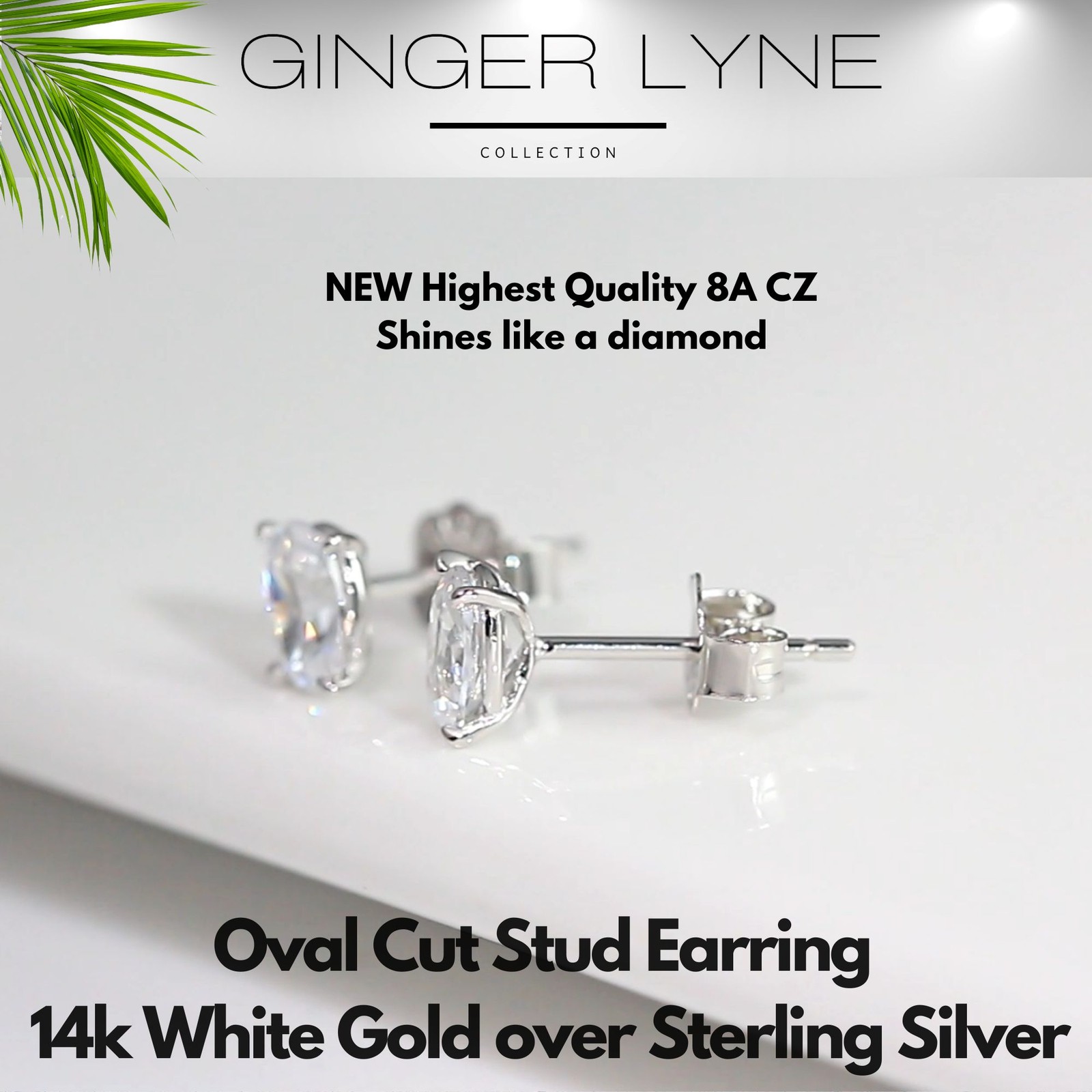 Oval Cut Stud Earrings for Women .86 Ct Simulated Diamond Sterling Silver Gin…