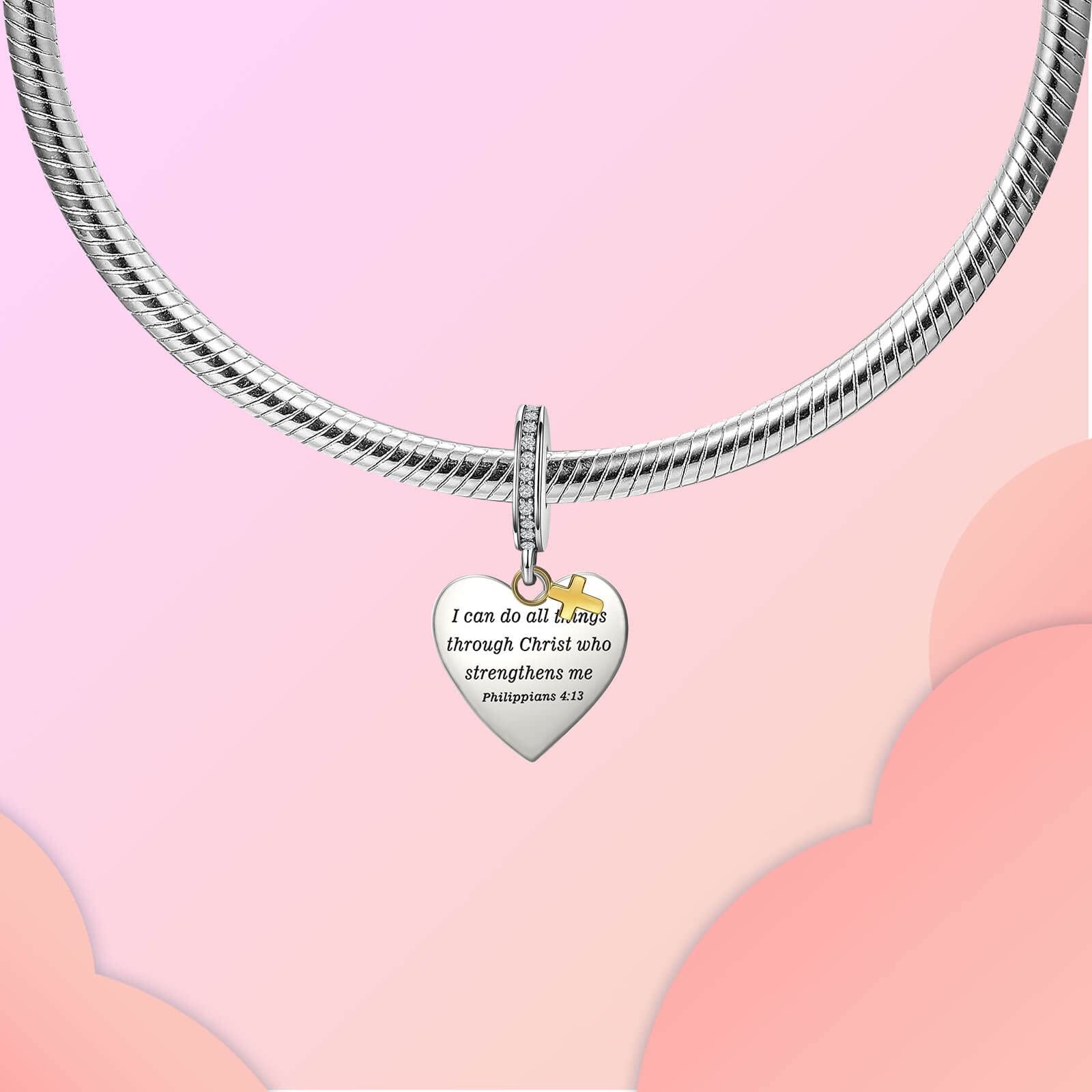 Bible Verse Charm Silver Charms 925 Sterling Silver fits Bracelets Necklace P…