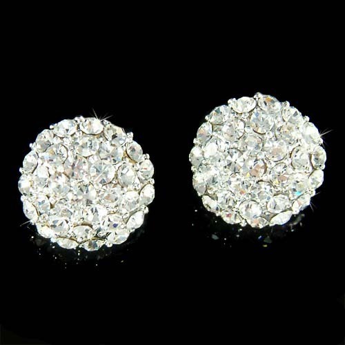 5/8″ 16mm Half Ball made with Swarovski Crystal Bridal Wedding Stud Earrings NEW