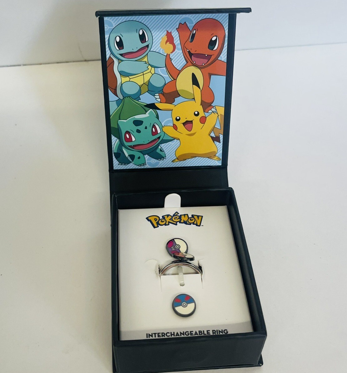 Size 6 Pokemon Pokeball Intechangeable RING , Set Of 3, Officially Licensed