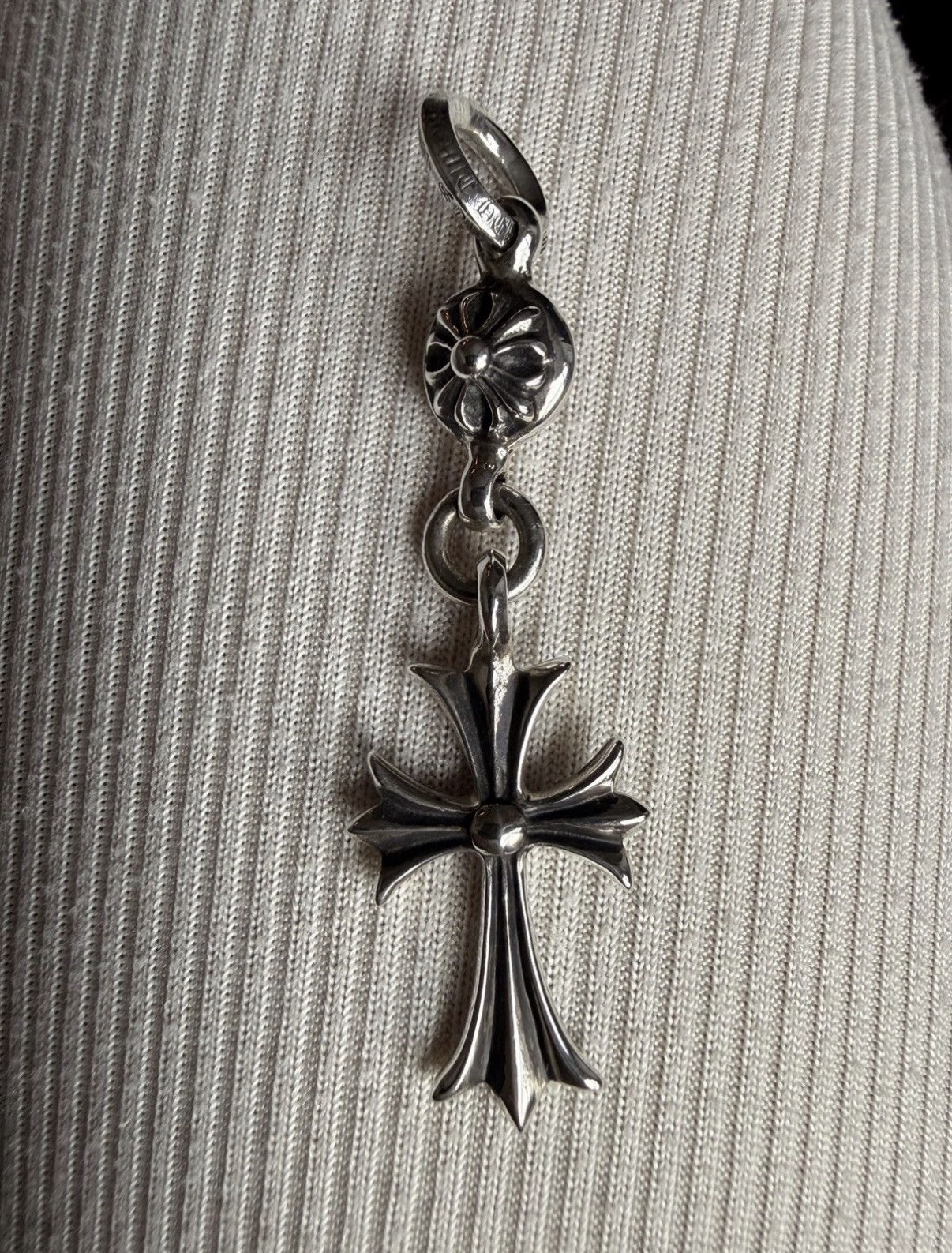Chrome Hearts 1 Ball Tiny CH Cross Pendant + Ball Chain