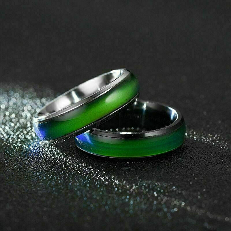 Stainless Steel Plated Color Changing Mood Ring Temperature Rings Women Men 6-12
