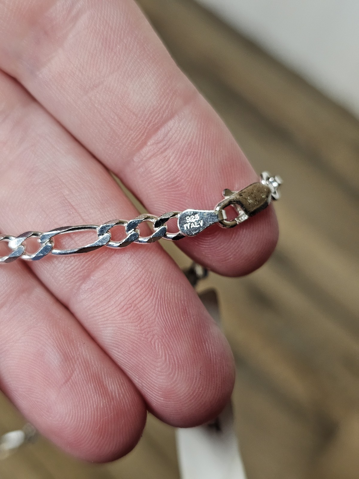 10″ Ankle Bracelet Figaro Style Italian Sterling Silver 4mm Italy 925 New
