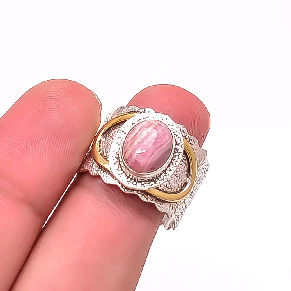 Rhodochrosite – Argentina Oxidised 925 Sterling Silver Ring S.8.5 R7