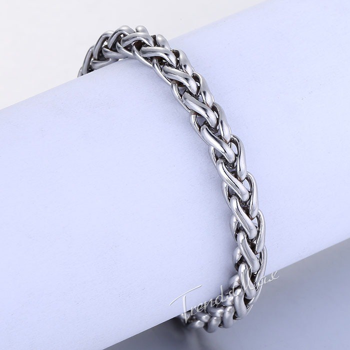 6mm Men’s Chain Wheat Link Franco Bracelet Stainless Steel Jewelry Gift 8/9 inch