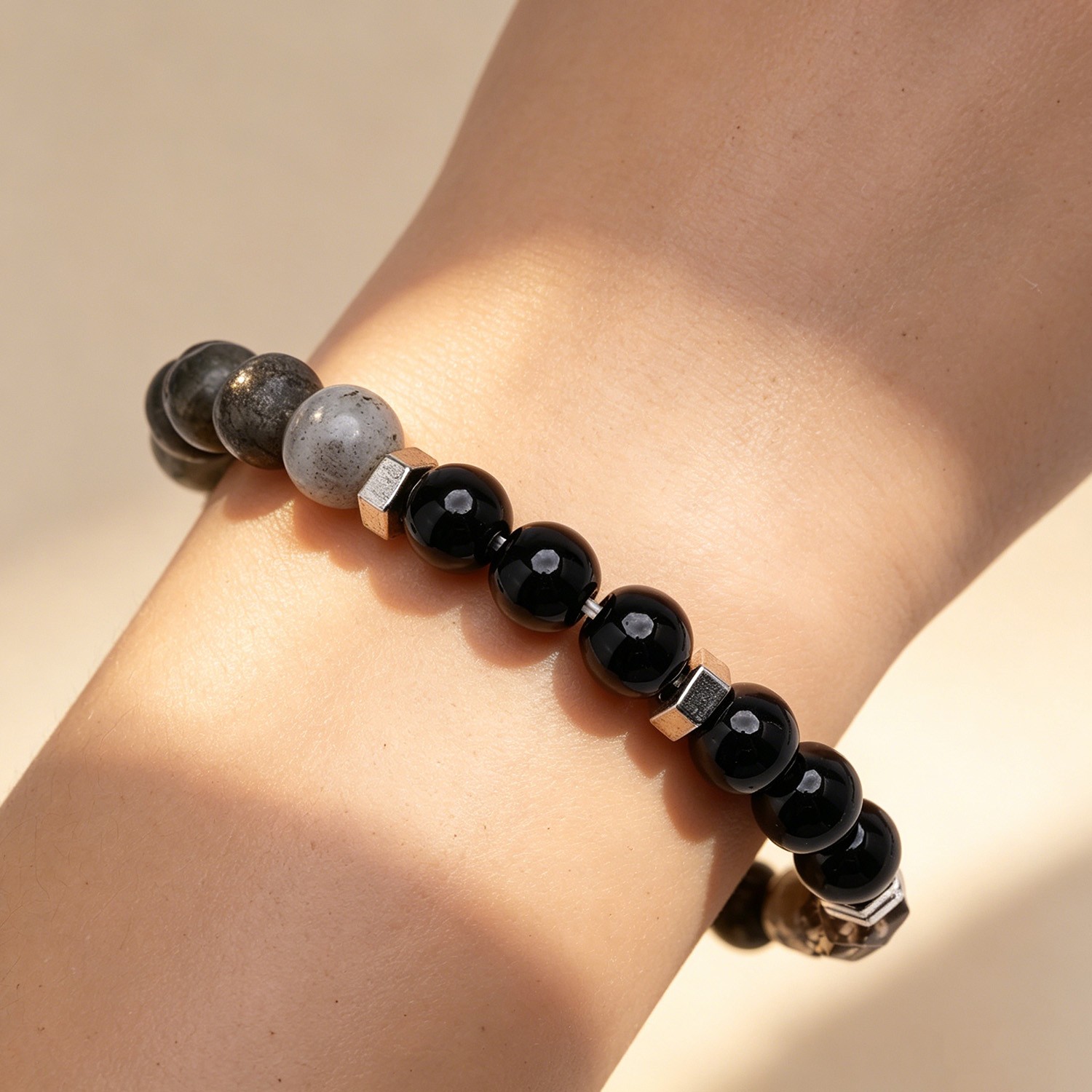 Money Wealth Natural Stone Bracelet Crystal Beaded Stretch for Him Her Gift Idea