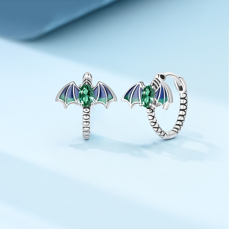 PANDACH Sterling Silver Mini Glow Pterodactyl Hoop Earrings for Women Men Gifts