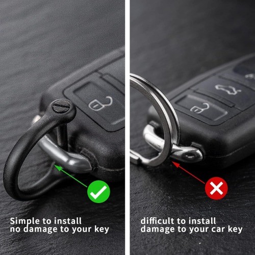 D Ring Keychain, Durable D Shape Key Ring for Car keys, Horseshoe Color: Black