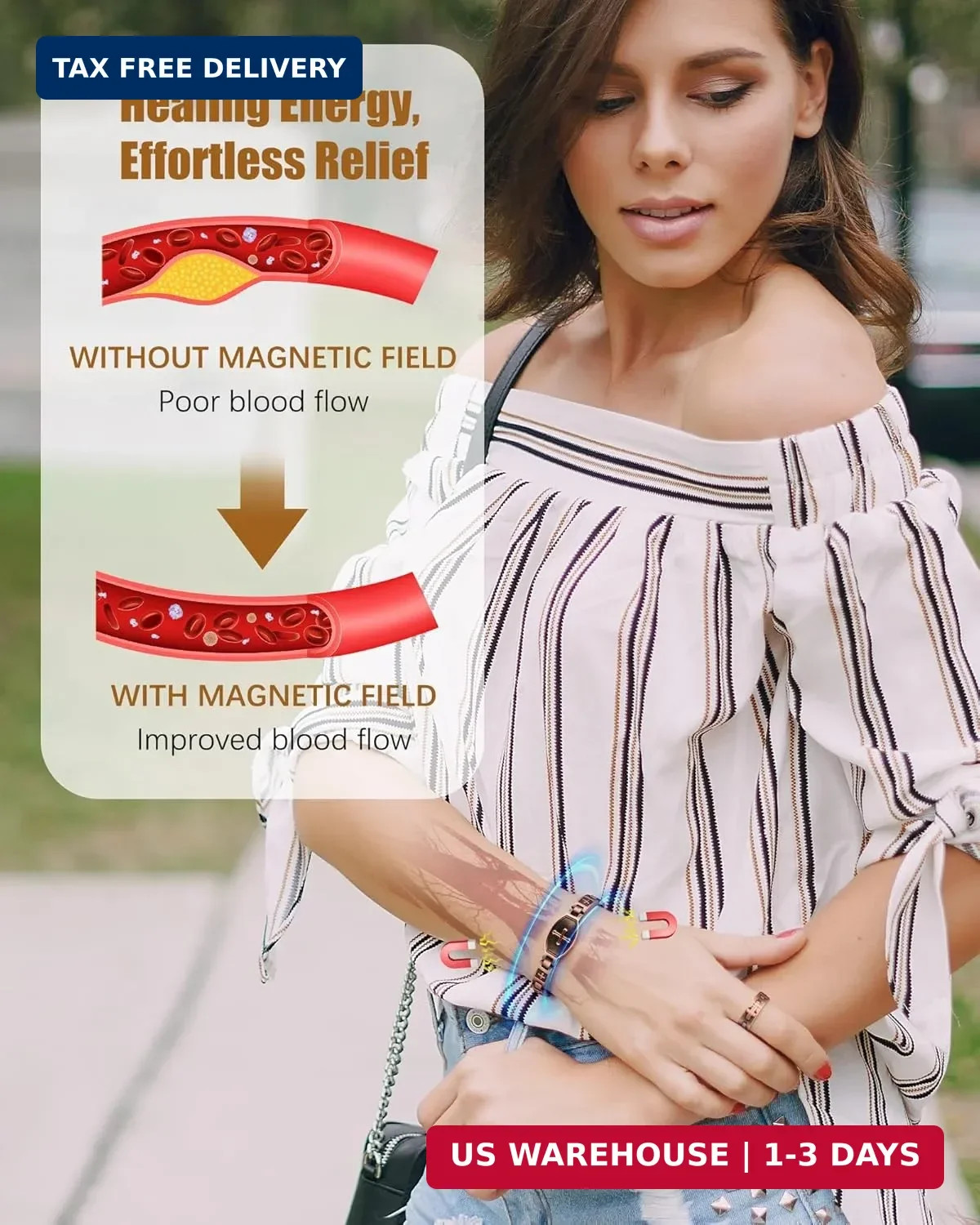 Jeracol Copper Cross Magnetic Bracelet & Ring for Women – 99.9% Solid Pure Coppe