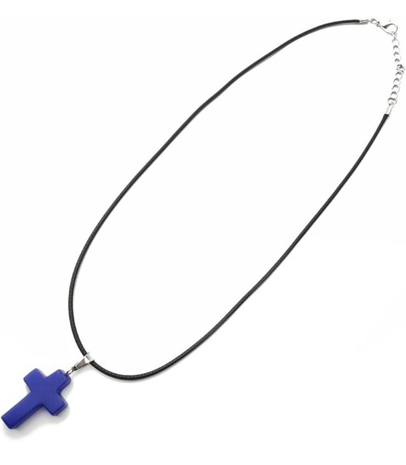 Cross Quartz Crystal Pendant Charm Jewelry Necklace Blue Black Faith Gift New