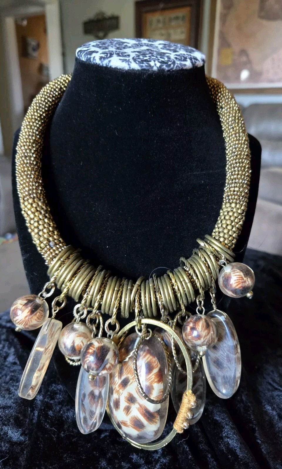 TRESKA NECKLACE GOLD CHUNKY ECLECTIC UNIQUE, 21″, L