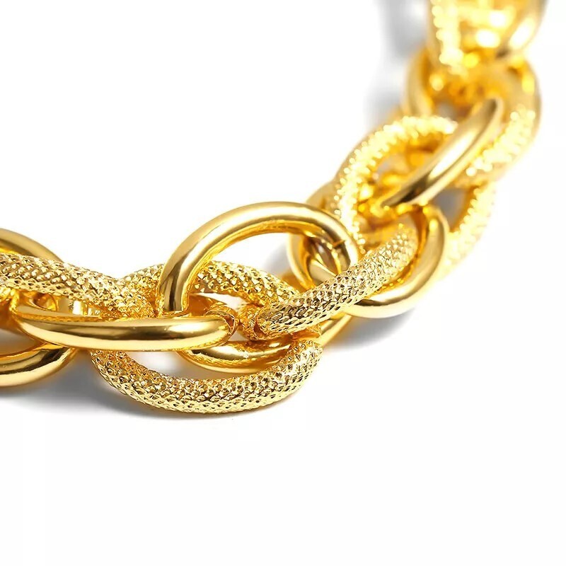 Chunky Choker Gold Necklace – Cuban Link Chain Double O Link Necklaces Hip-hop