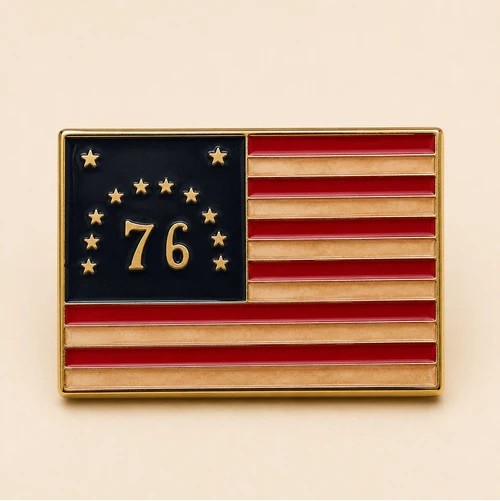 Bennington Flag Lapel Pin Gold Tone Enamel | 1776 Revolutionary War Spirit of 76