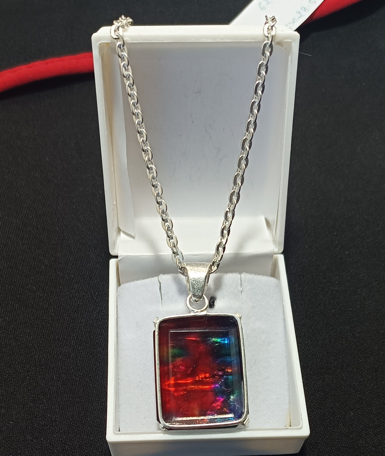 62 Ct Natural Ammolite Doublet Rainbow Pendant With Chain Multi Color Gemstone