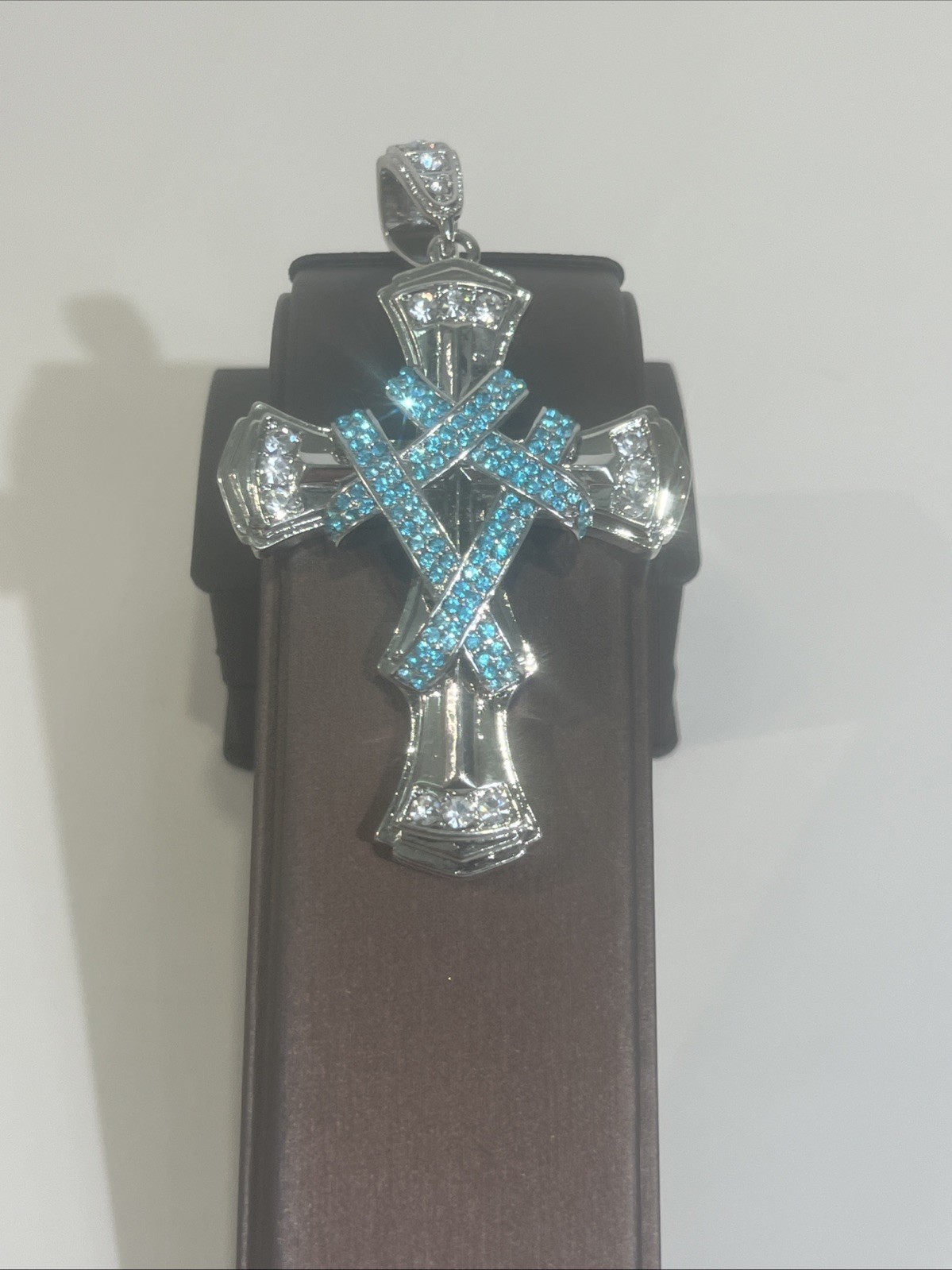 Jewelers alloy light blue crystal stones brass 15