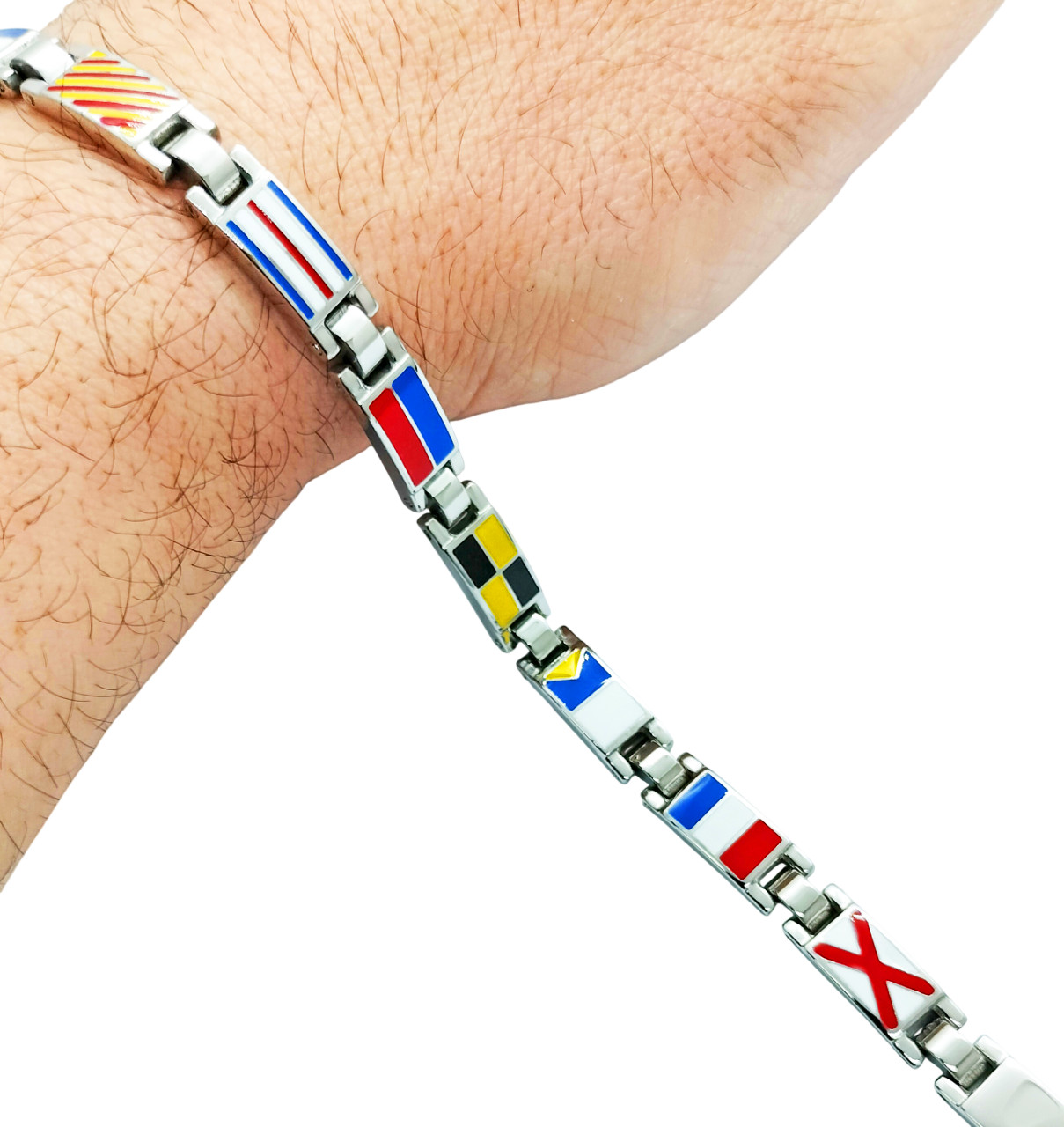 Men’s Steel Nautical Flags Enamel Bracelet Nautical Flags Adjustable