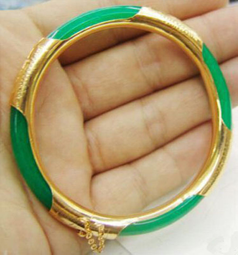 Women Jewelry Fashion Jade 18K Gold Plated Bracelet Bangle Bracelet Party Gift