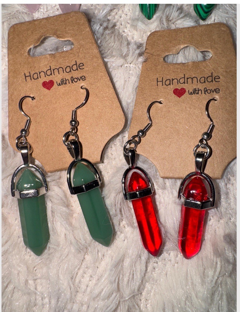 Crystal Earrings Various Colors Clear, Ruby, Jade Bohemian Fashion Jewel
